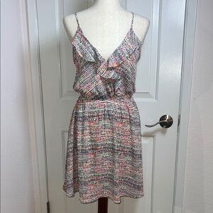 Lush‎ Pink and Gray Ruffled Wrap Sundress
